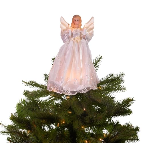 Kurt Adler 10-Inch UL 10-Light Gold/Ivory Angel Treetop
