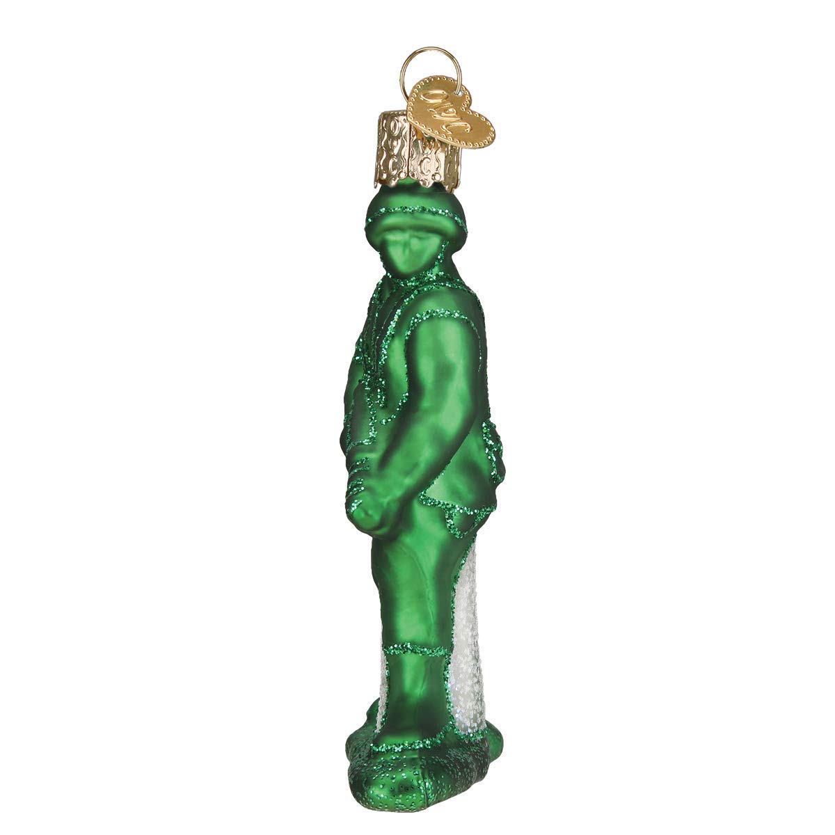 Old World Christmas Green Army Man Toy Glass Blown Ornament for Christmas Tree, Handcrafted Holiday Decoration, Toy Story Collection