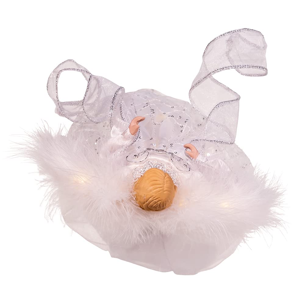 Kurt S. Adler Battery-Operated Silver and White Fairy Lighted Angel Tree Toppers, 10-Inches