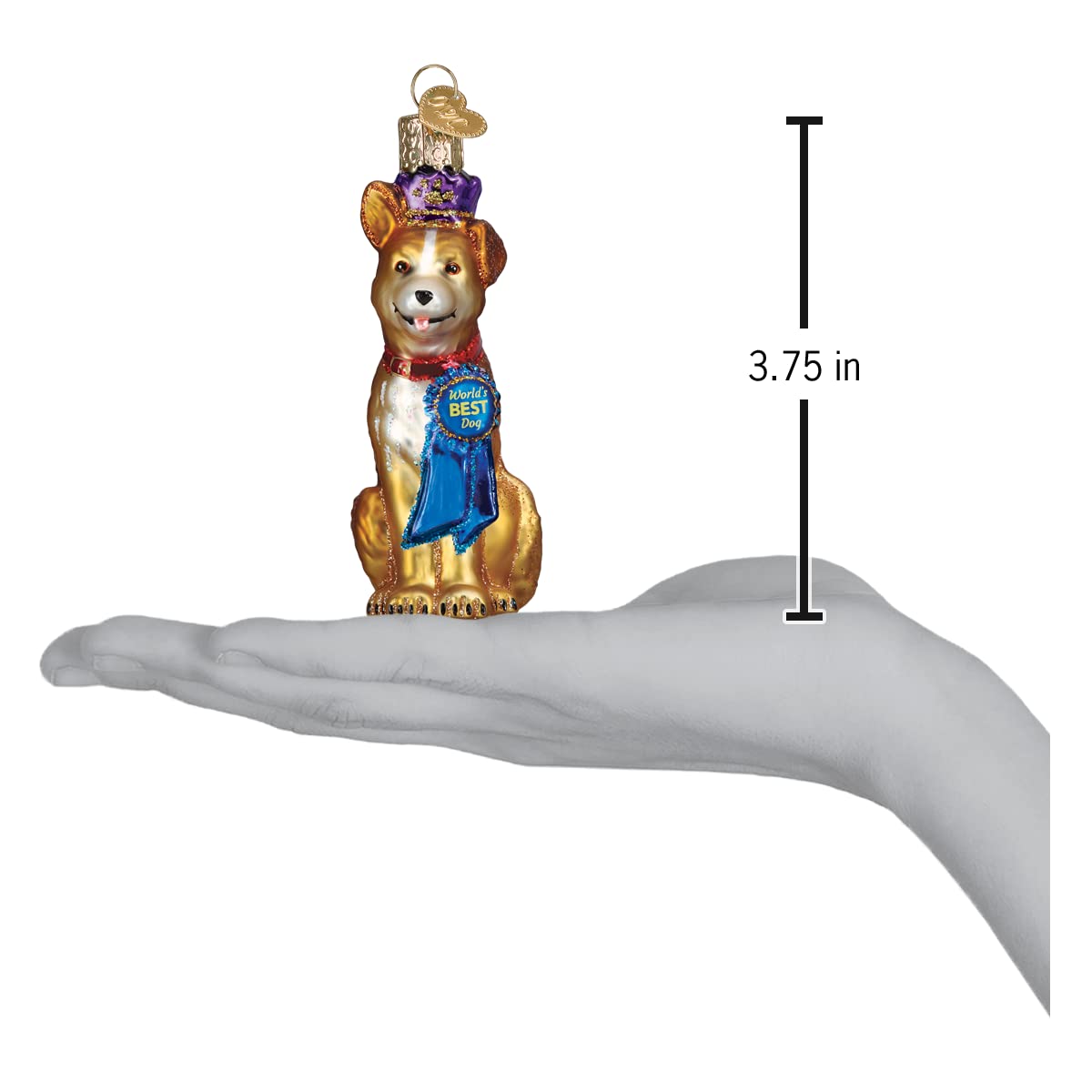 Old World Christmas World's Best Dog Glass Blown Ornament for Christmas Tree