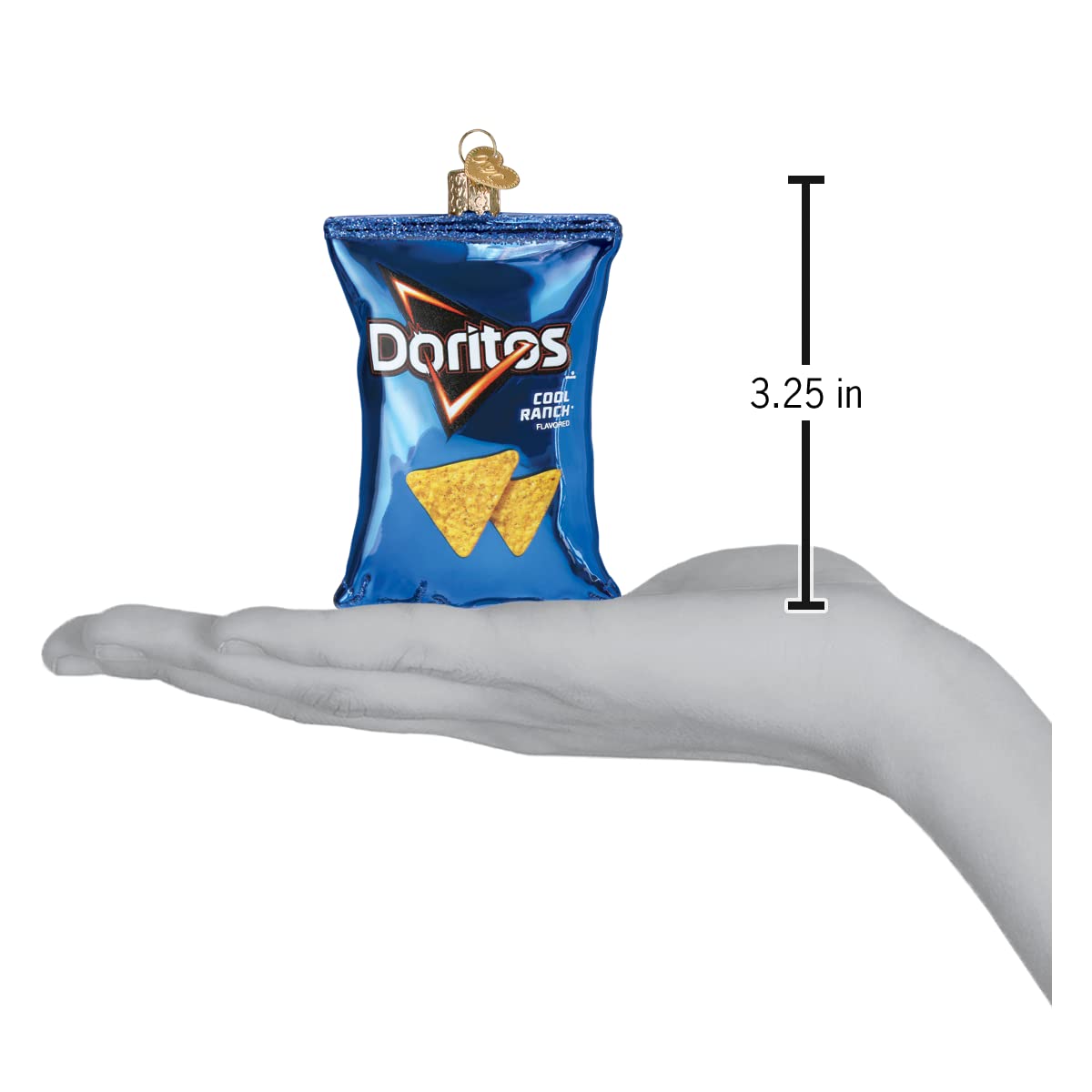 Old World Christmas Doritos Cool Ranch Chips Glass Blown Ornament for Christmas Tree, Handcrafted Holiday Decoration, Snack Collection