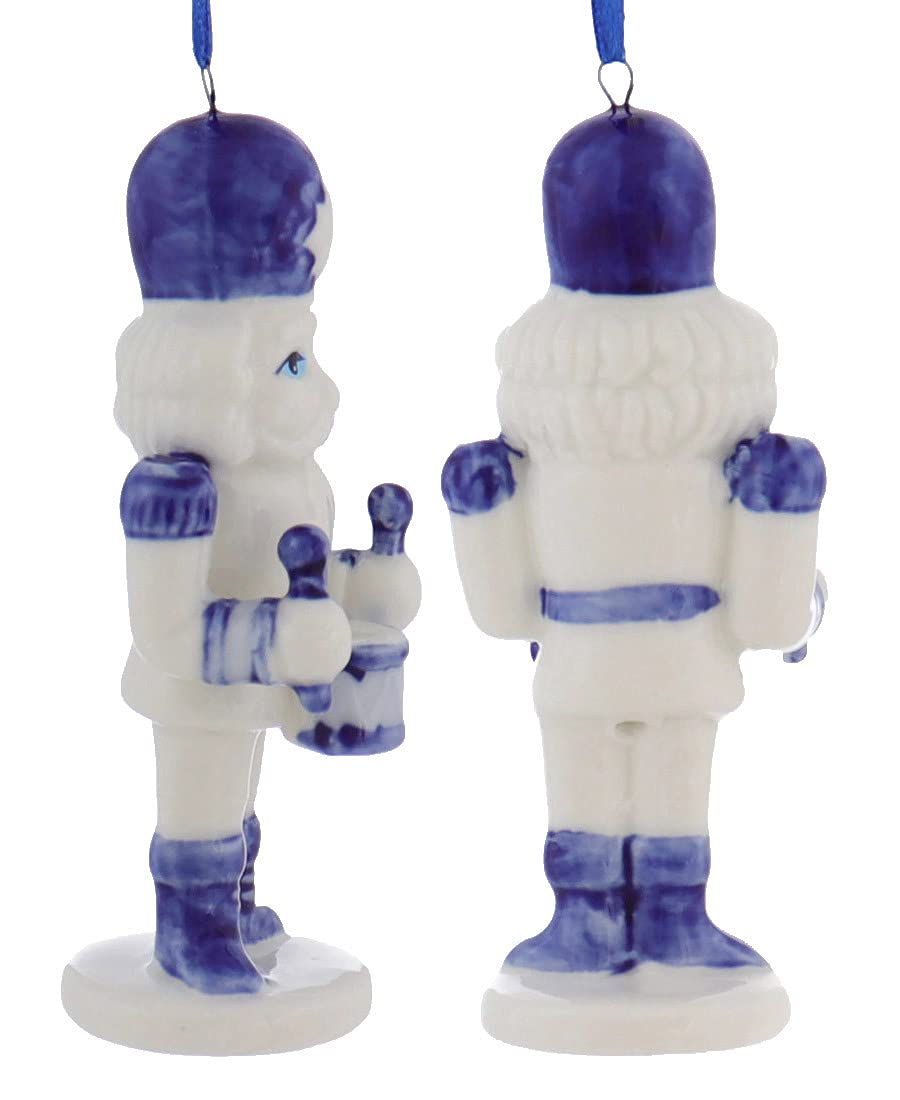 Porcelain Delft Blue Nutcracker Ornaments, 3 Assorted for Christmas