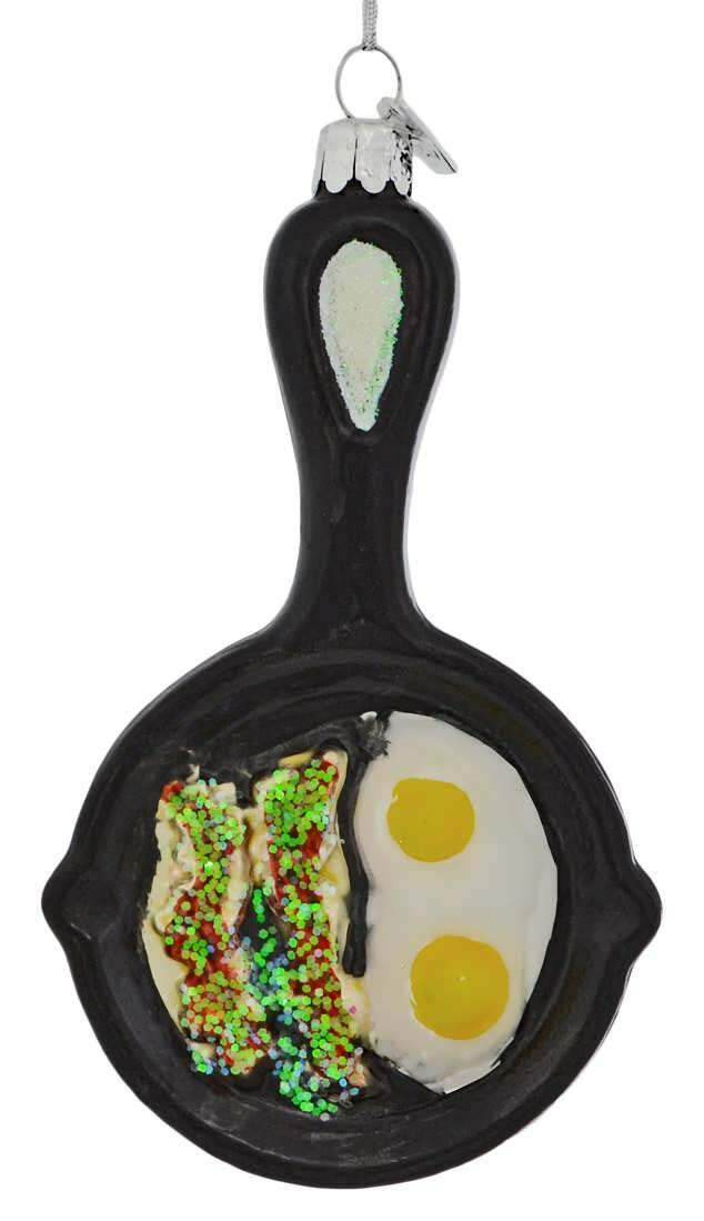 Noble Gems Glass Frying Pan Ornament, 5-Inch, Christmas