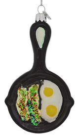 Noble Gems Glass Frying Pan Ornament, 5-Inch, Christmas