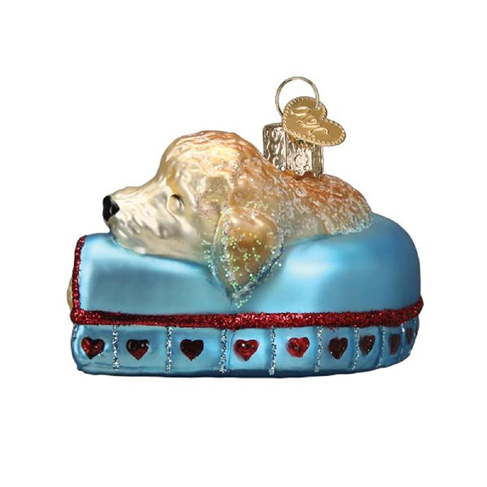 Old World Christmas Sleepy Dachshund Glass Blown Ornament for Christmas Tree, Handcrafted Holiday Decoration, Dog Collection