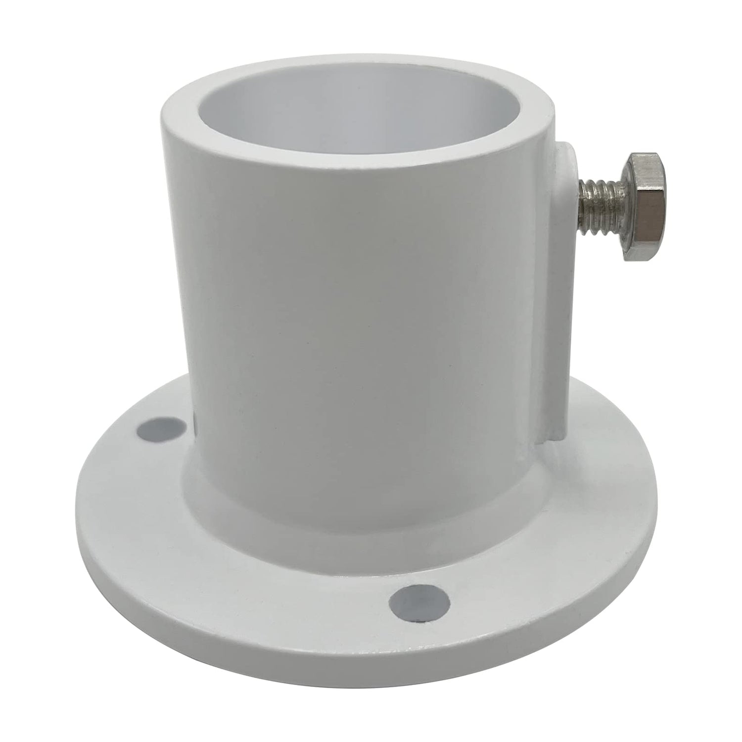 Poolzilla Deck Anchor Flange, High Grade Cast Aluminum in Matte White, Diameter: 1 1/2