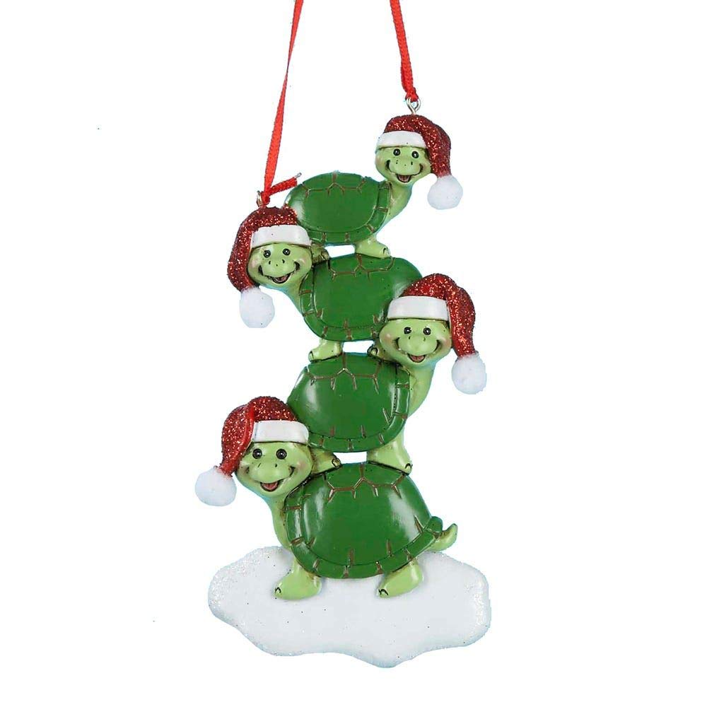 Turtle Family of 4 Hand Christmas Ornament