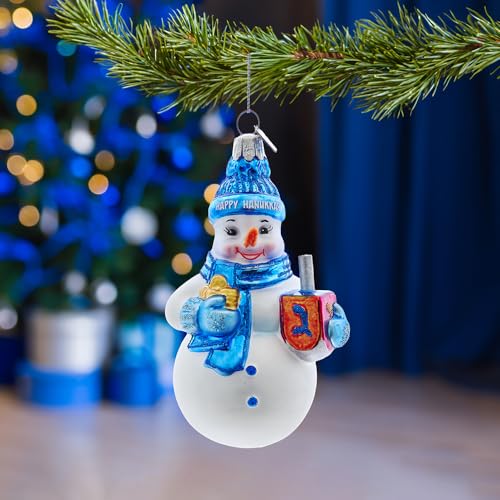 Kurt Adler 4.25-Inch Noble Gems? Glass Hanukkah Snowman Ornament