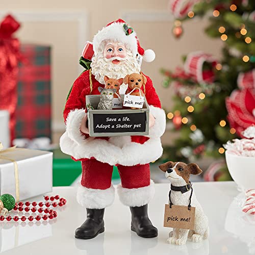 Kurt Adler 10.5-Inch Fabrich‚? Adopt-a-Pet Santa with Dog, 2 Piece Set