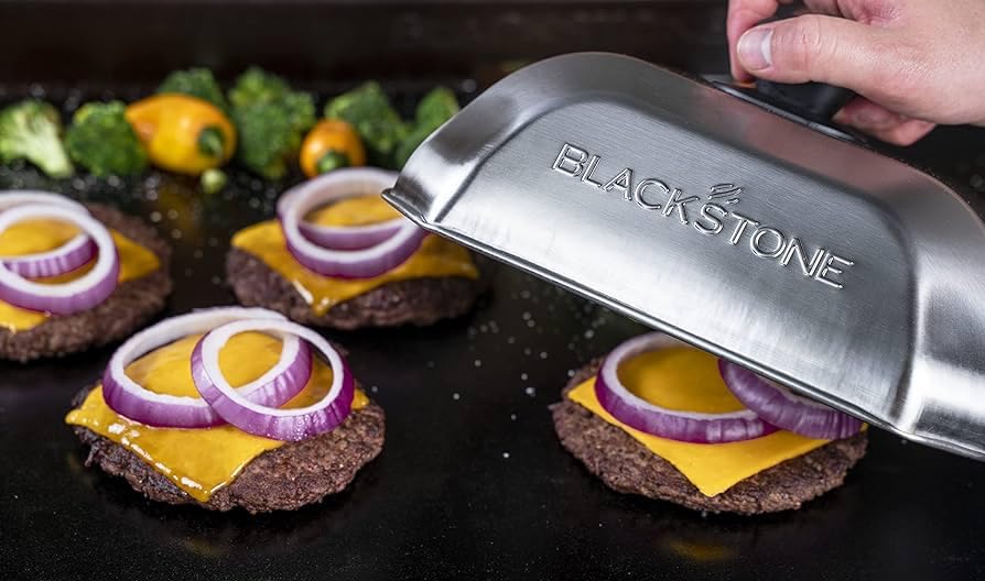 Blackstone 5462 Hamburger Kit (3 Piece) – Metal Flipper Spatula Turner, Basting Cover & Hamburger Press Patty Stainless Steel Burger Maker Set for Bacon, Steak–Griddle Accessories for Grilling, Black
