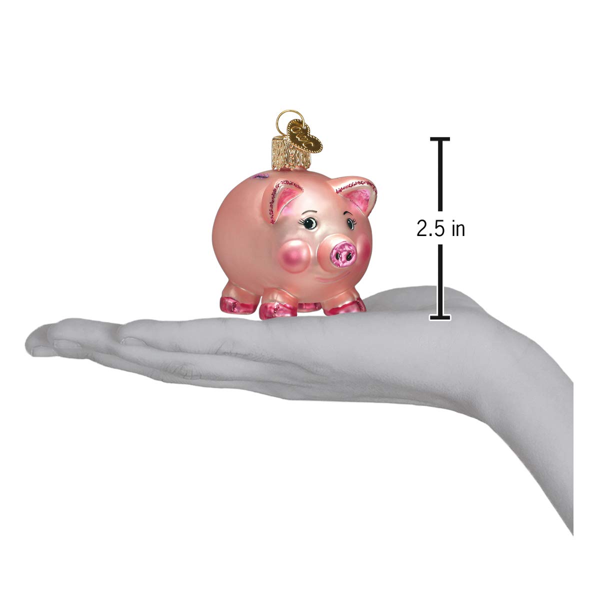Old World Christmas Piggy Bank Glass Blown Ornament for Christmas Tree, Handcrafted Holiday Decoration, Pig Collection