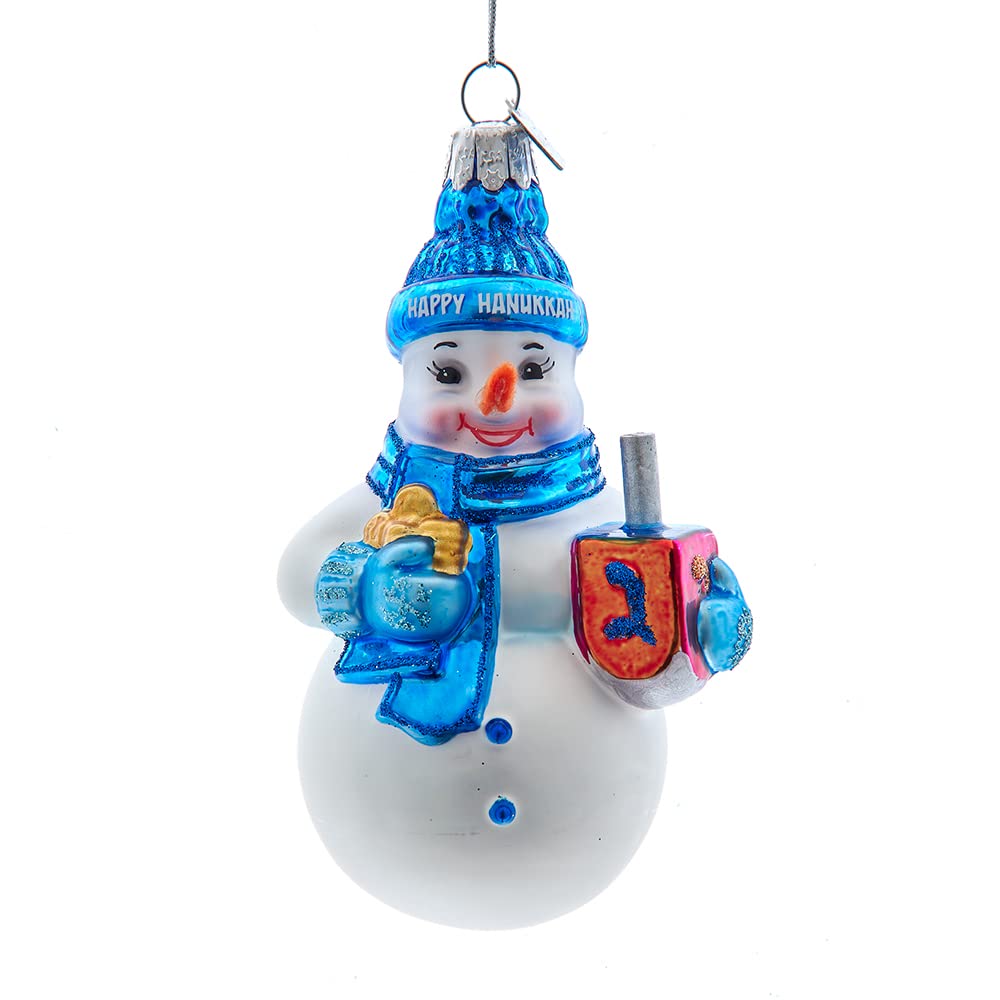 Kurt Adler 4.25-Inch Noble Gems? Glass Hanukkah Snowman Ornament