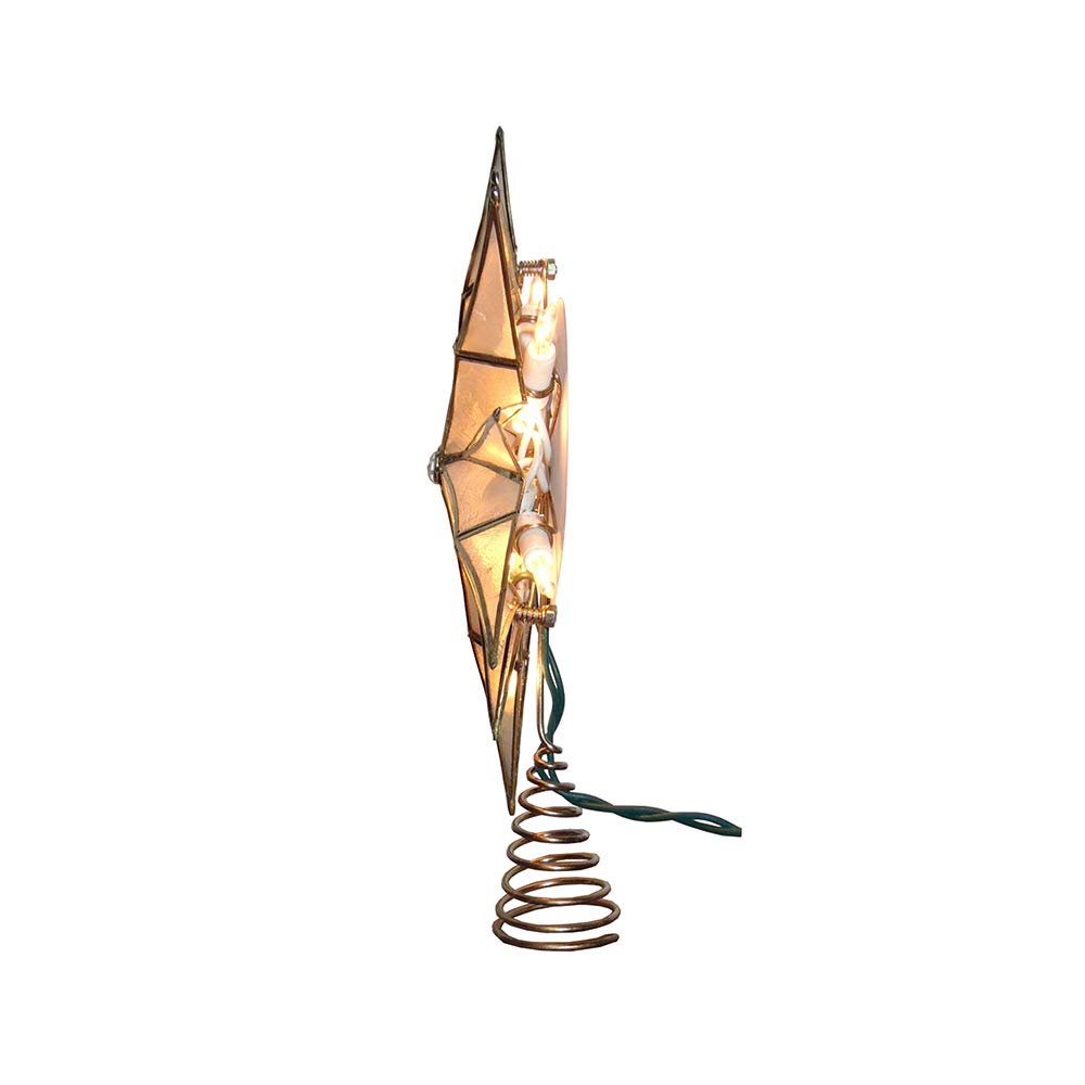 Kurt S. Adler Kurt Adler 10-Light 12-Point Capiz Star and Center Gem Treetop, 10.24in, Gold, White