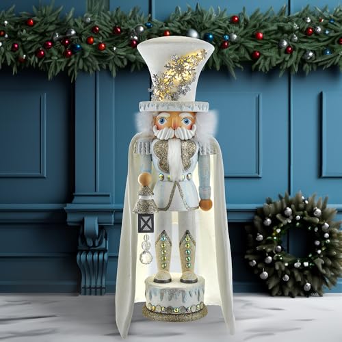 18-Inch Hollywood White Snowflake Soldier Battery-Operated LED Nutcracker