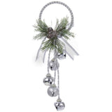 Kurt Adler J3635 Silver and White Metal Bell With Pinecone Door Hanger, 13 inches