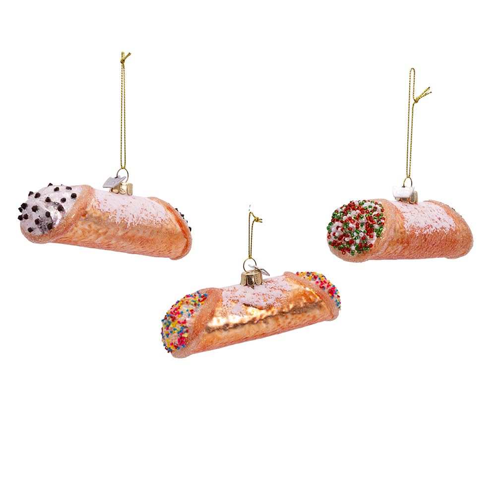 Kurt Adler 4.75-inch Noble Gems™ Glass Cannoli Ornaments