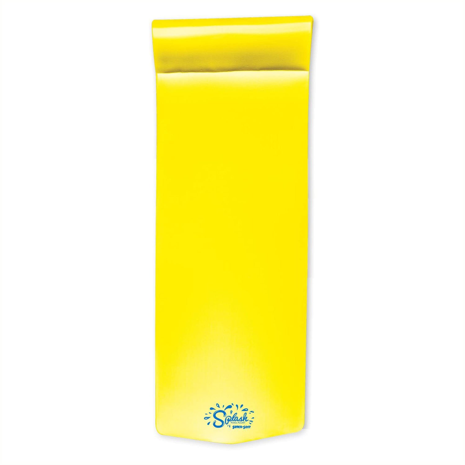 TRC Recreation Splash 1.25 Inch Thick Foam Outdoor Swimming Pool Float Mat Large Adult Lounger with Built-in Roll Pillow, Yellow