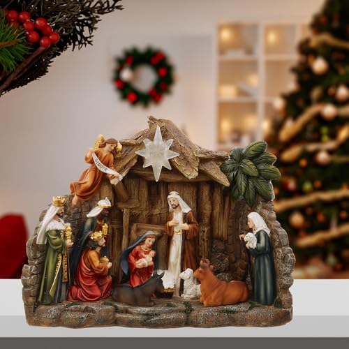 Kurt Adler 10.4-Inch Battery Operated Light-Up Nativity Table Piece