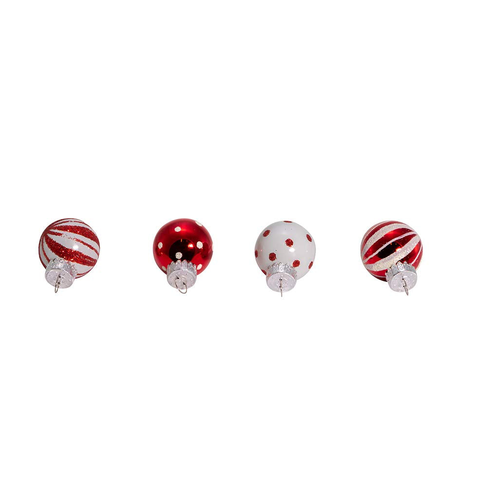 Kurt Adler GG0294 1-Inch Ornament Set, Red, White, for Christmas