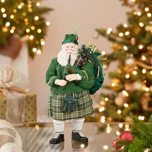 Kurt Adler 10.5-Inch Fabriché Musical Irish Bagpiper Santa