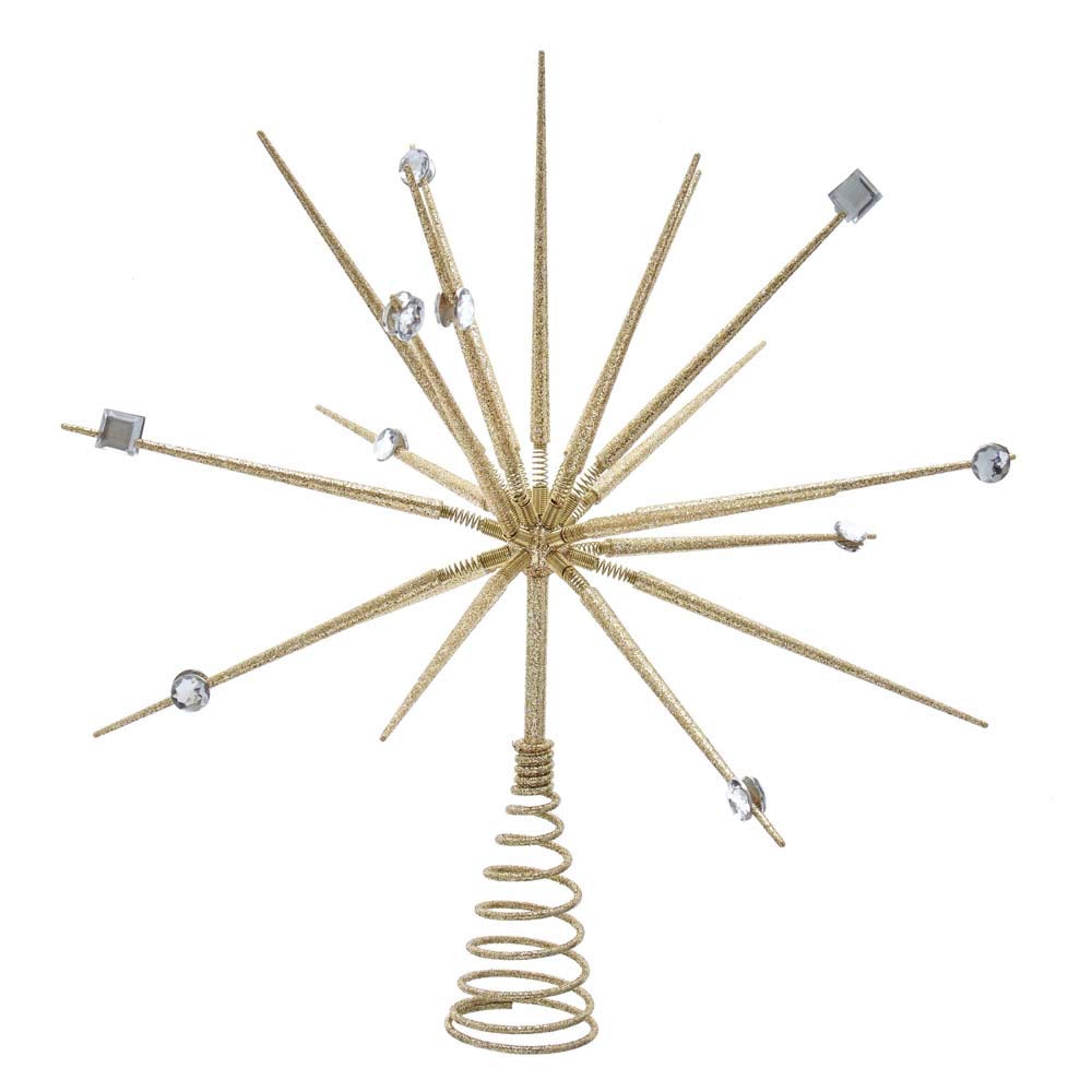 Kurt S. Adler 14.8-Inch Gold Starburst Throng Treetop Tree Topper, Multi
