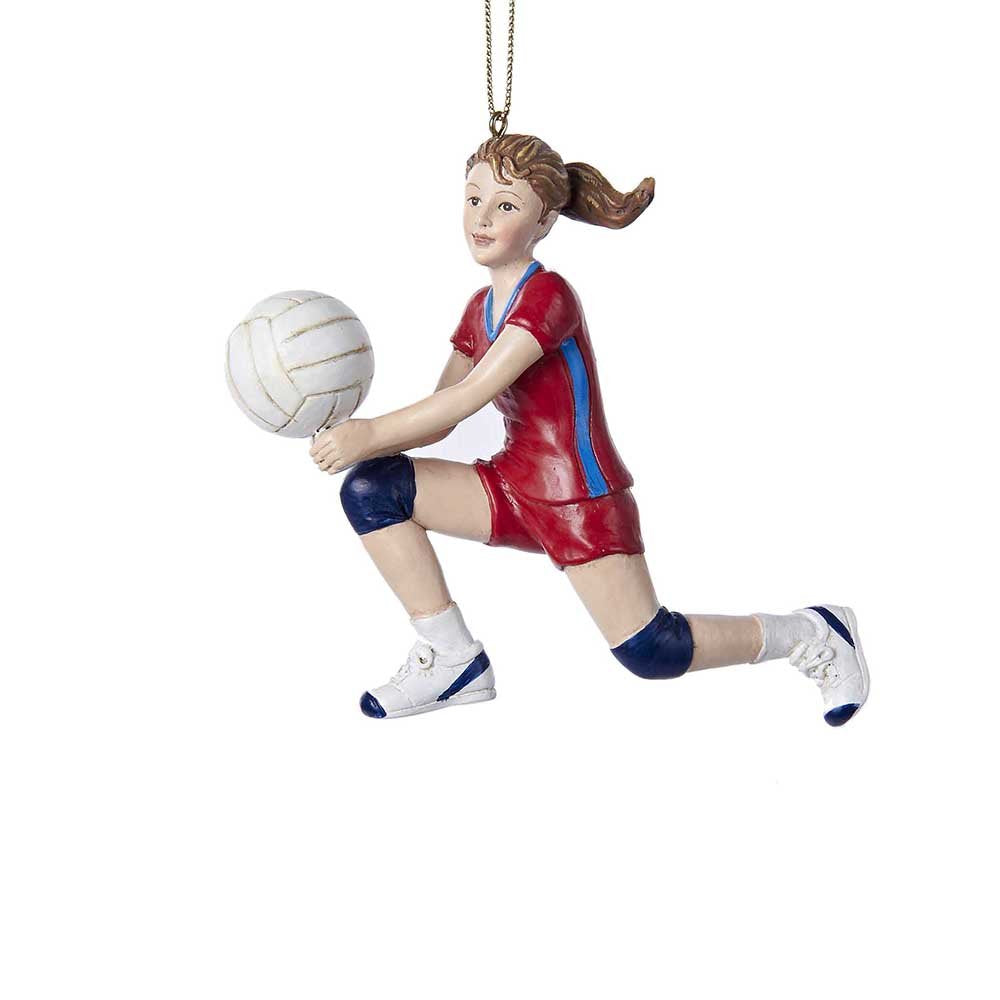 Kurt S. Adler Volleyball Ornament, 4.5in, Red and Blue, Volleyball Player, Christmas
