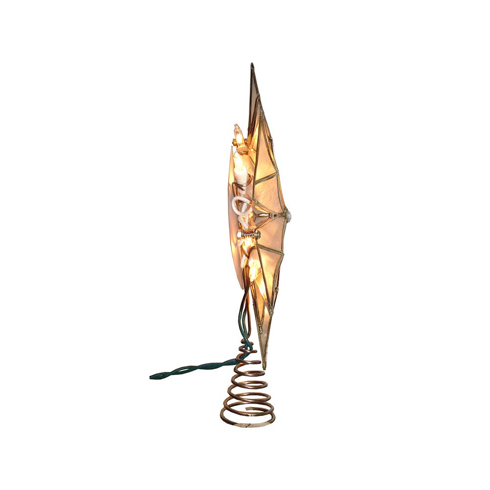 Kurt S. Adler Kurt Adler 10-Light 12-Point Capiz Star and Center Gem Treetop, 10.24in, Gold, White