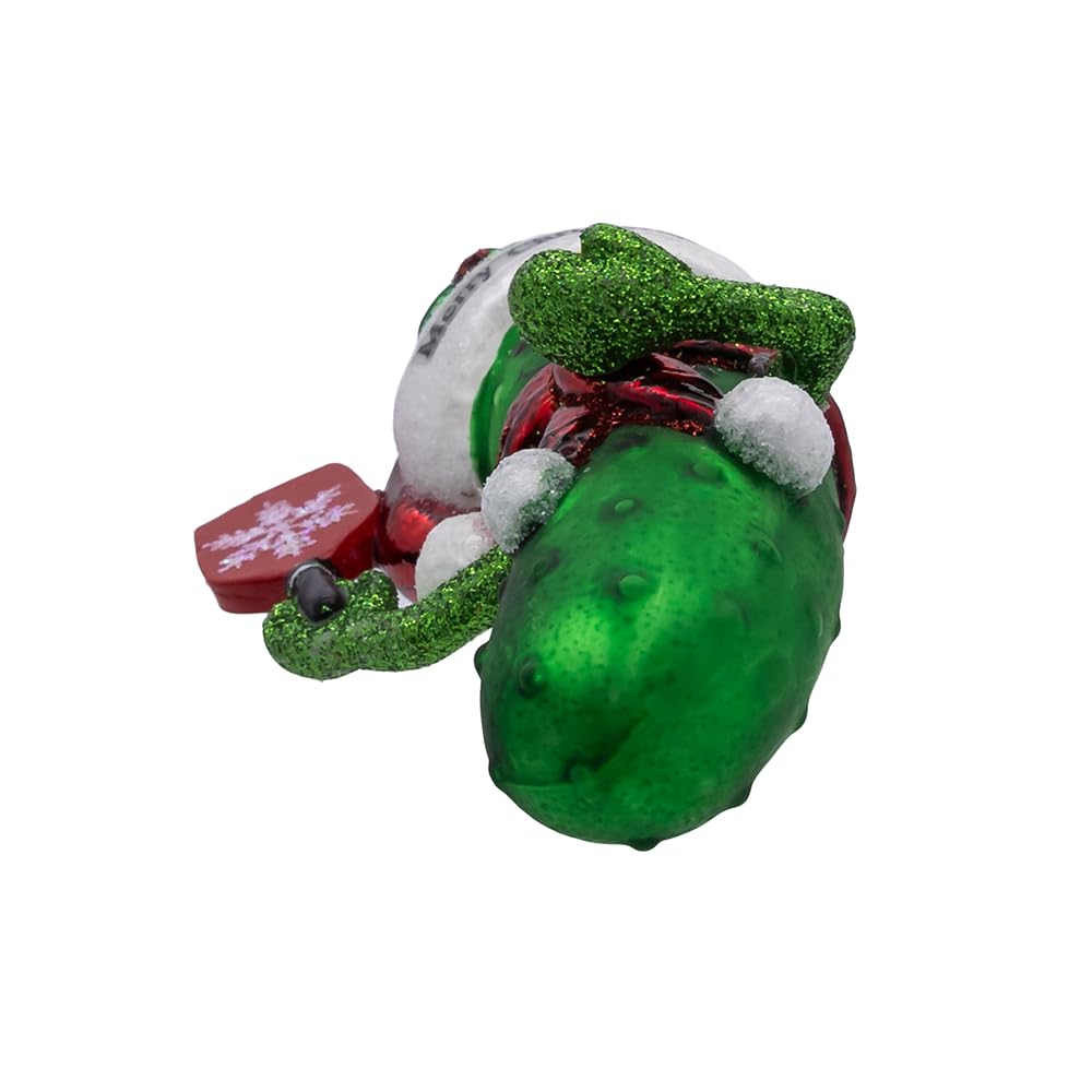 Kurt Adler 3.5-inch Noble Gems? Pickleball Pickle with Santa Ornament