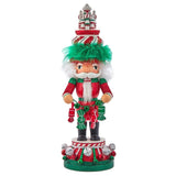 Kurt Adler Hollywood Wooden Nutcracker Collection, Red, White & Green Candy Tower Hat, 15"
