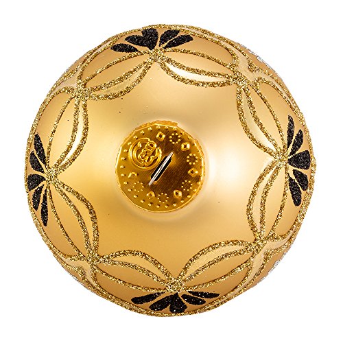Kurt Adler 80MM Glass Gold and White Deco Ornament, 6 Piece Set, Multicolor, 6 Count, Christmas