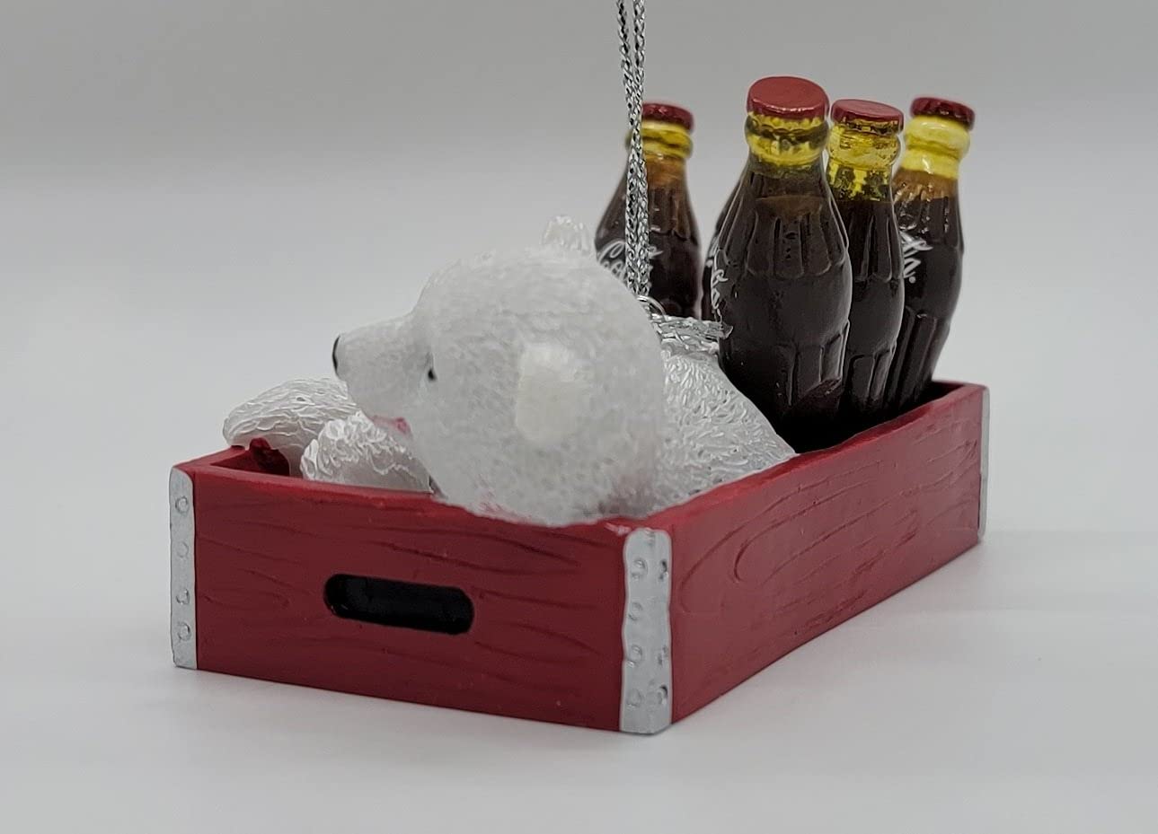 Kurt Adler Coca-Cola Polar Bear Cub In Crate With Bottles Ornament