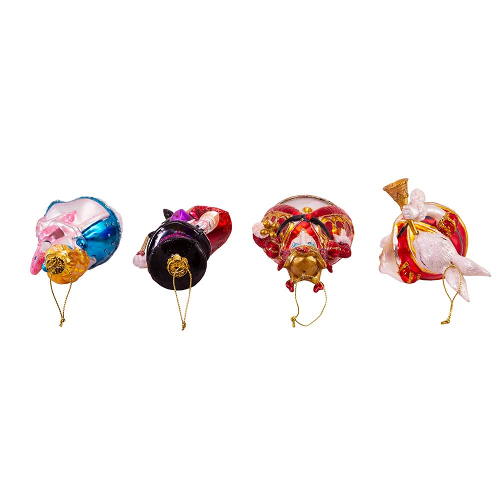 Kurt Adler Noble Gems Glass Ornaments for Christmas Tree, Alice in Wonderland (4-Piece Box Set)