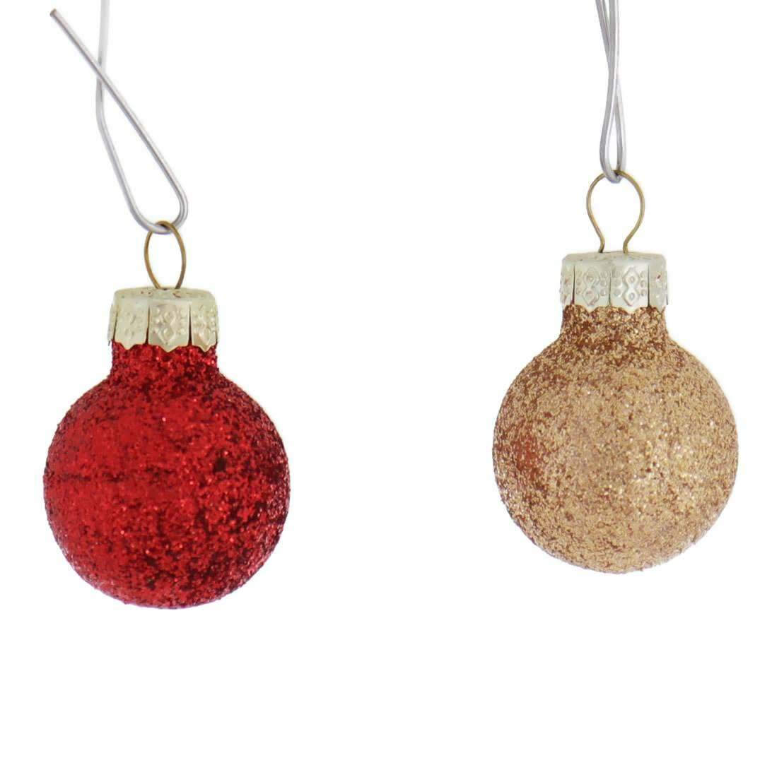 Pack of 12 Miniature Red and Green Christmas Ball Ornaments 1" (25mm)