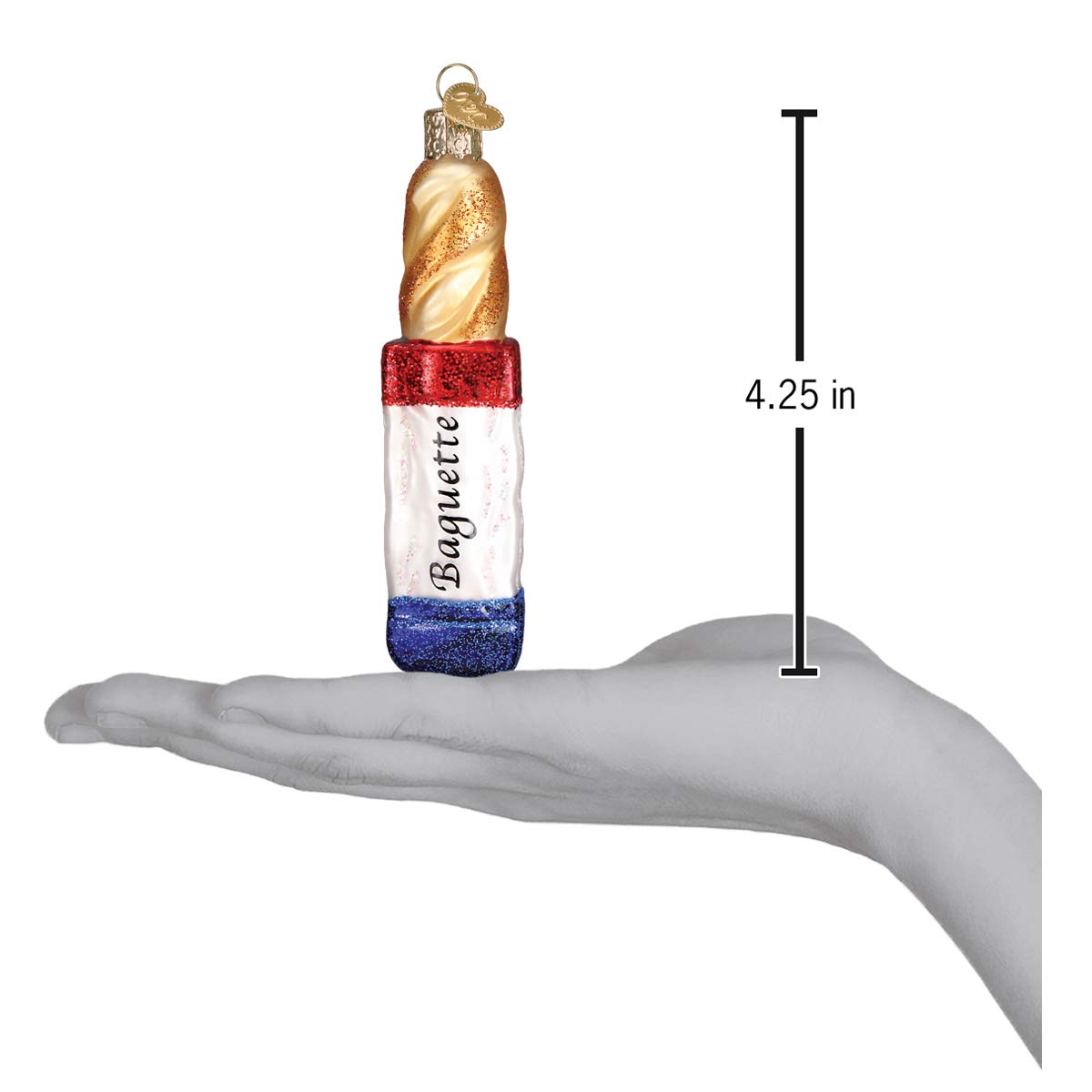 Old World Christmas Baguette Glass Blown Ornament for Christmas Tree, Handcrafted Holiday Decoration, Food Collection