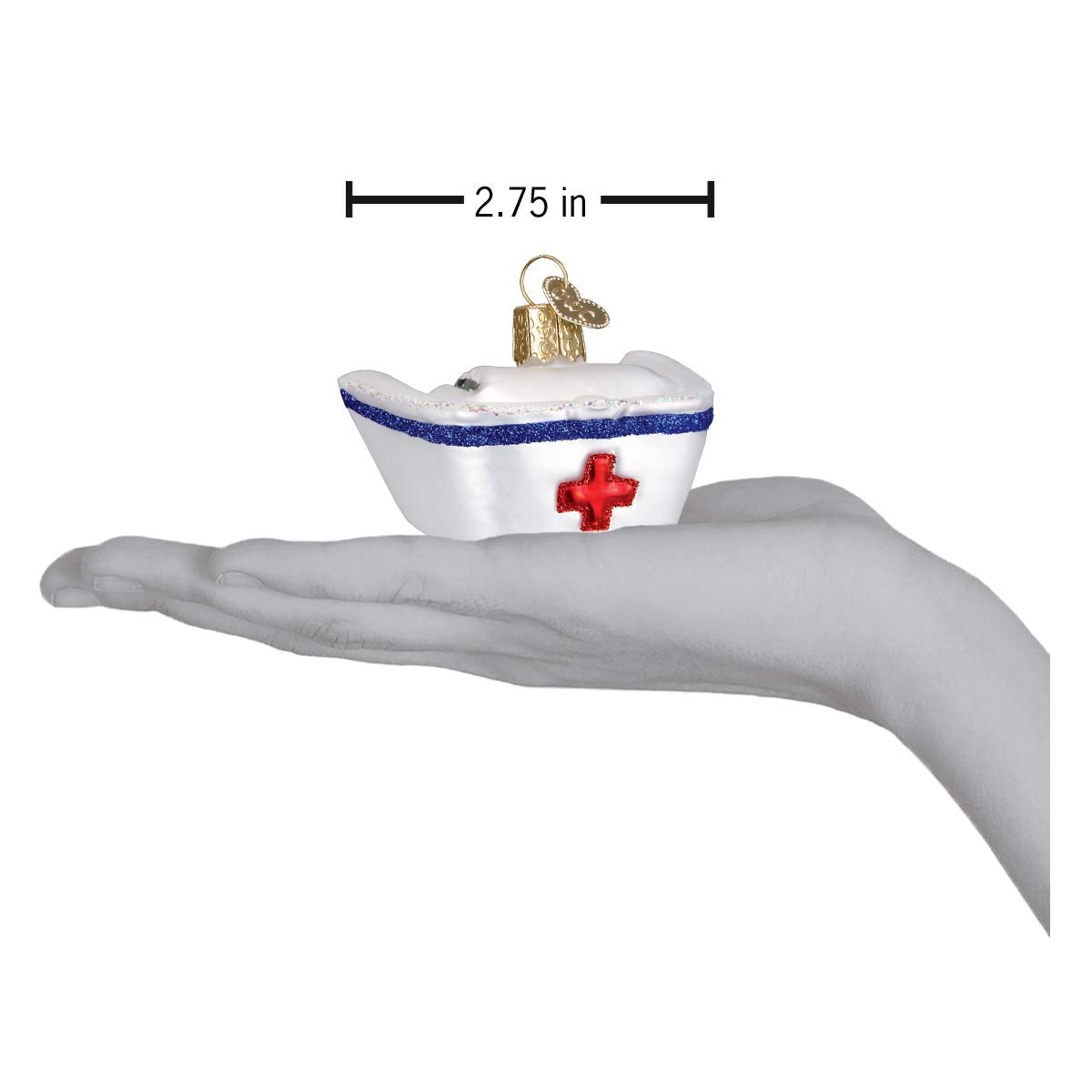 Old World Christmas Nurse's Cap Glass Blown Ornament for Christmas Tree, Handcrafted Holiday Decoration, Doctor Collection