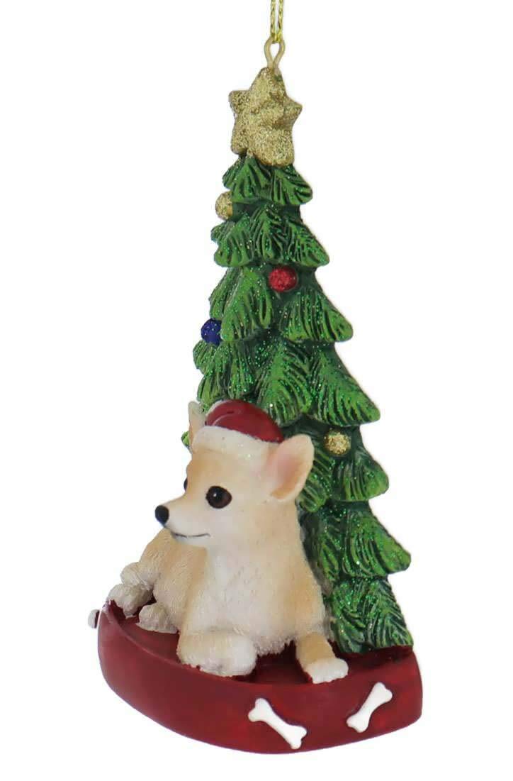 Chihuahua With Tree and Lights Ornament