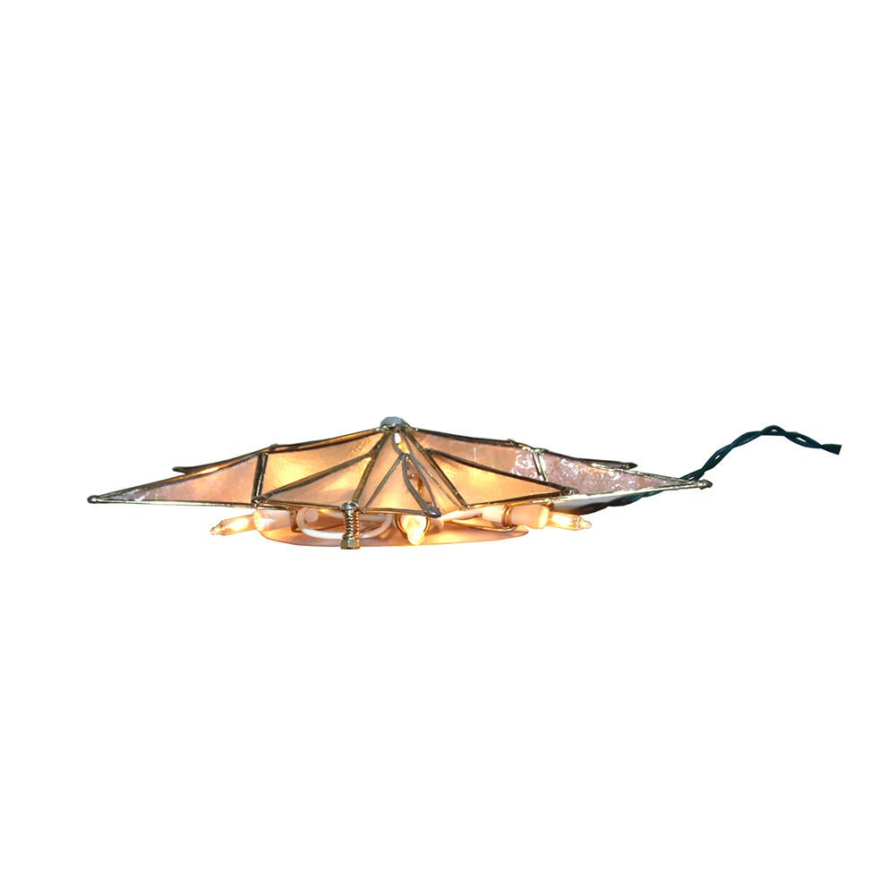 Kurt S. Adler Kurt Adler 10-Light 12-Point Capiz Star and Center Gem Treetop, 10.24in, Gold, White