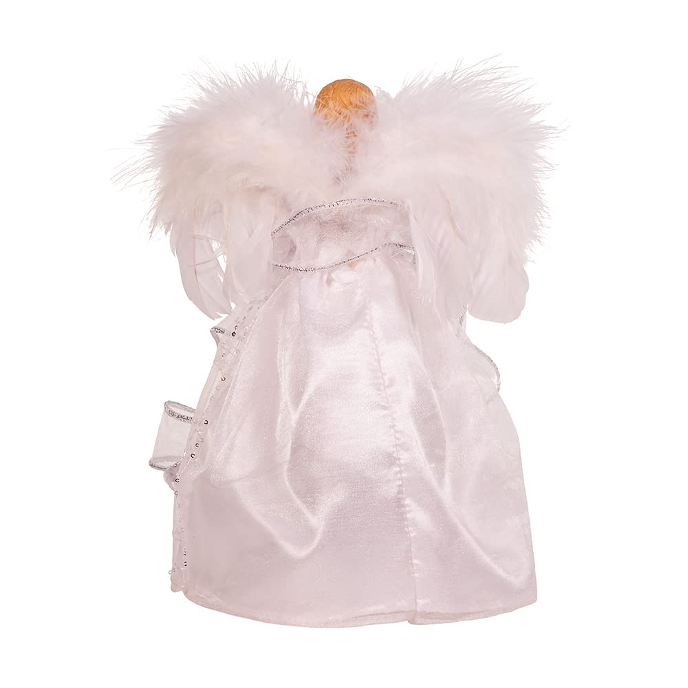 Kurt S. Adler Battery-Operated Silver and White Fairy Lighted Angel Tree Toppers, 10-Inches
