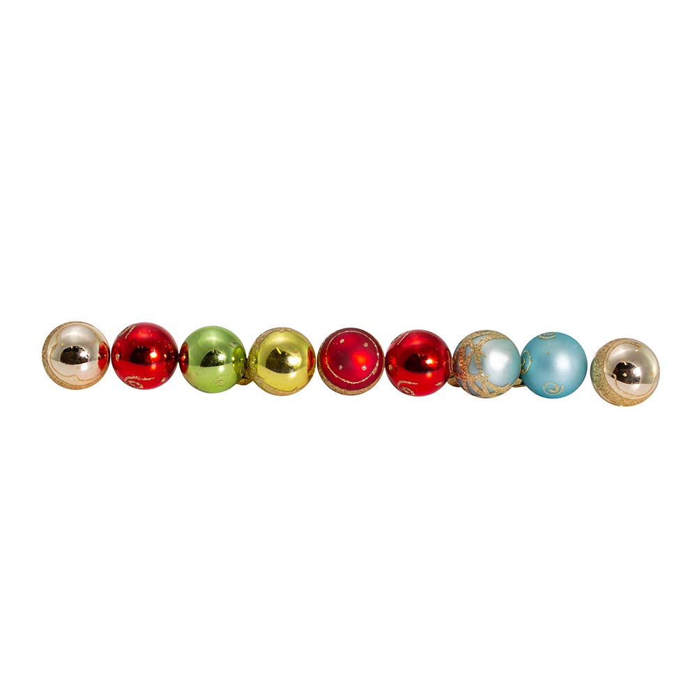 Kurt Adler C1899 Petite Treasures Multi Color Ball Christmas Ornament, Set Of 9