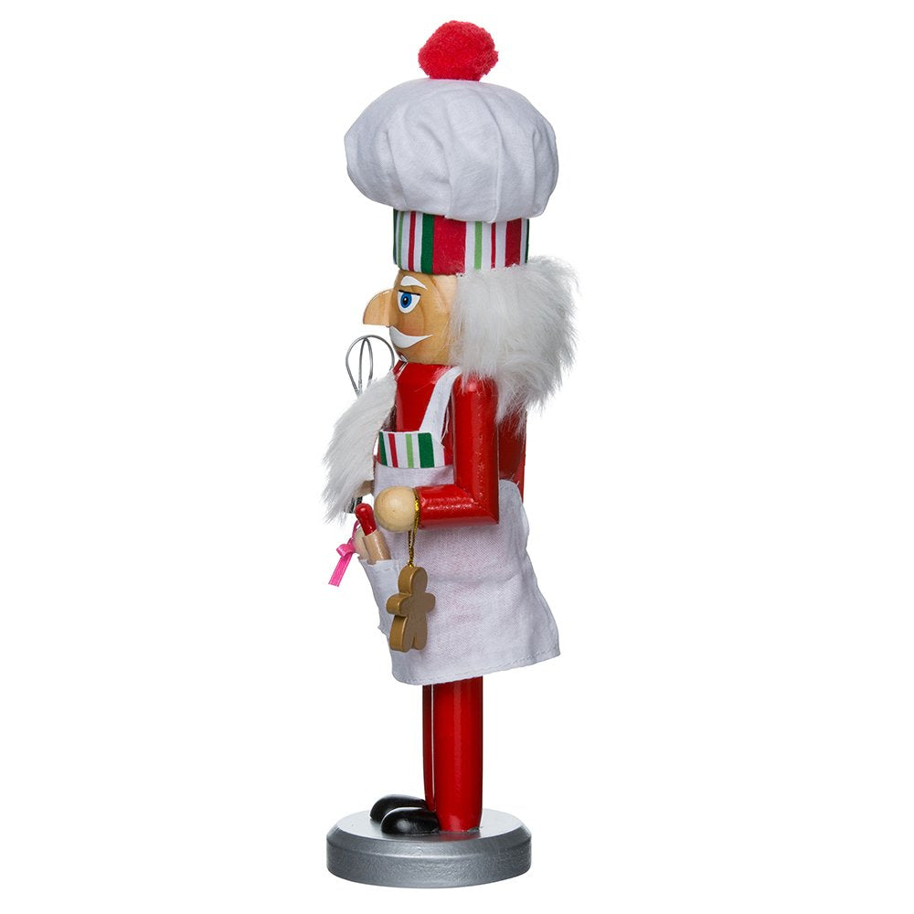 Kurt Adler Rosy Red Baking Nutcracker Chef 10 inch Wood Decorative Tabletop Figurine