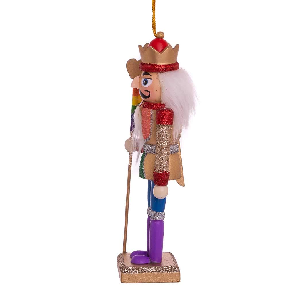 6-Inch Wooden Gay Pride Nutcracker Ornament, Multi-colored