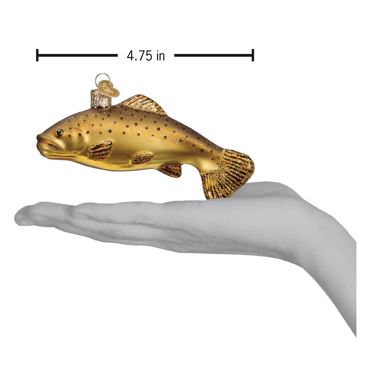 Old World Christmas Brown Trout Glass Blown Ornament for Christmas Tree, Handcrafted Holiday Decoration, Lake Fish Collection