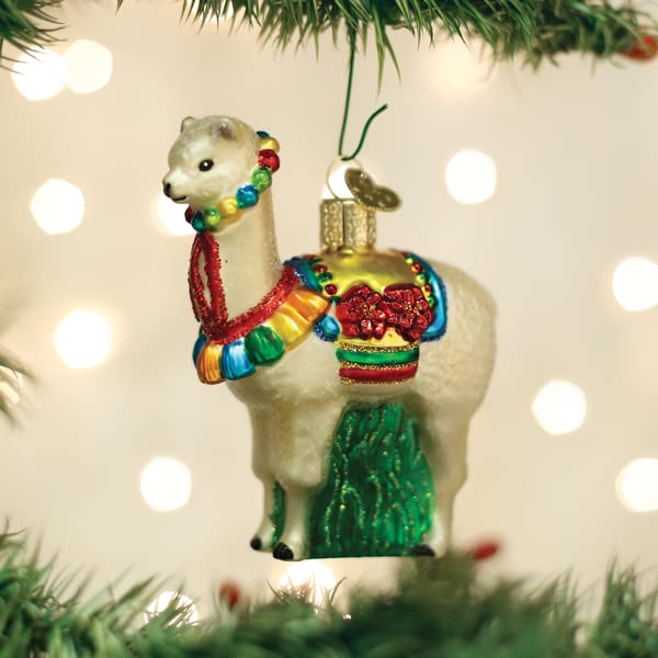 Old World Christmas Festive Alpaca Glass Blown Ornament for Christmas Tree, Handcrafted Holiday Decoration, Fiesta Collection