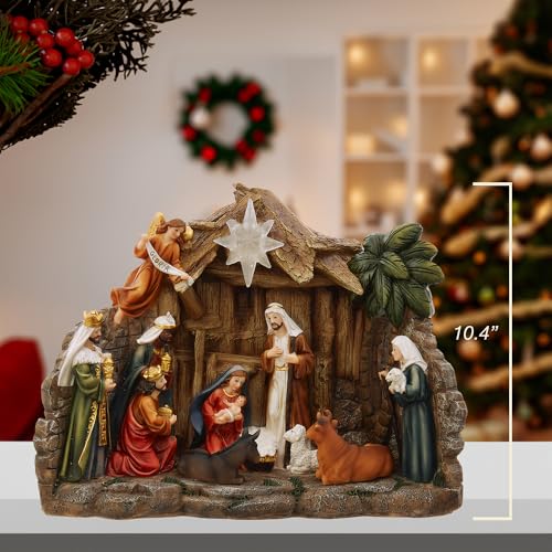 Kurt Adler 10.4-Inch Battery Operated Light-Up Nativity Table Piece
