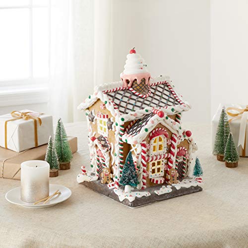Kurt S. Adler 14-Inch Battery-Operated Light-Up Gingerbread House Table Piece, Multi