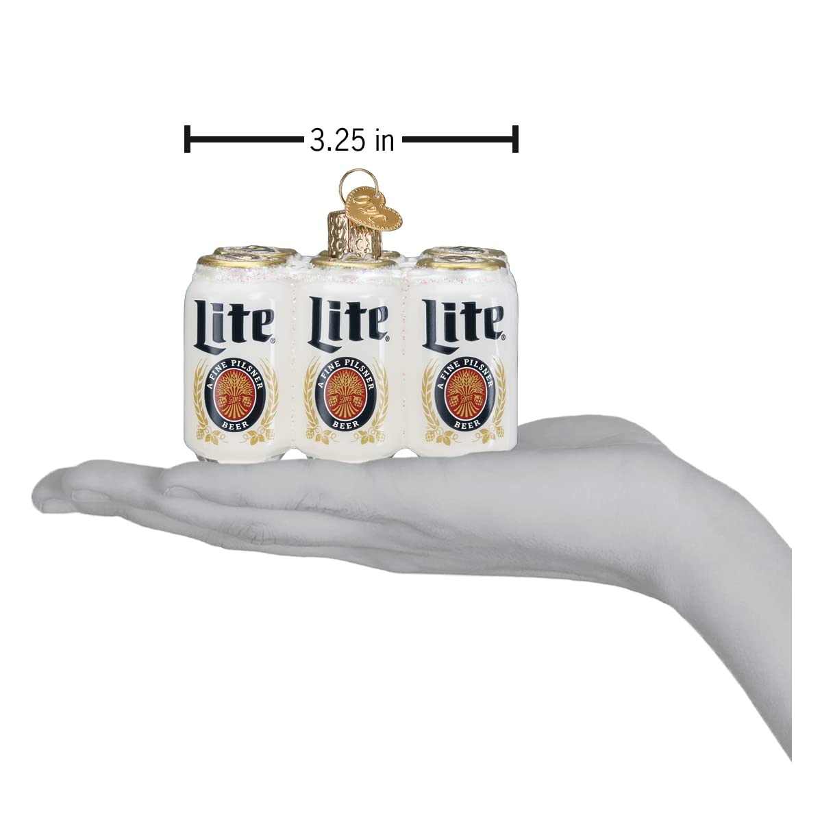 Old World Christmas Miller Lite Six Pack Glass Blown Ornament for Christmas Tree, Handcrafted Holiday Decoration, Beer Collection