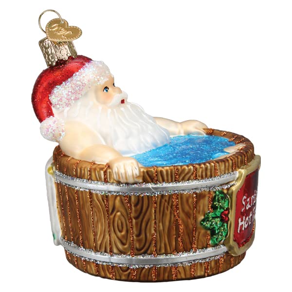 Old World Christmas Santa's Hot Tub Glass Blown Ornament for Christmas Tree