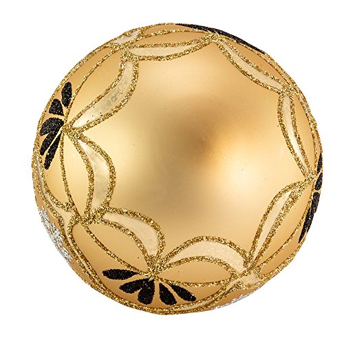 Kurt Adler 80MM Glass Gold and White Deco Ornament, 6 Piece Set, Multicolor, 6 Count, Christmas