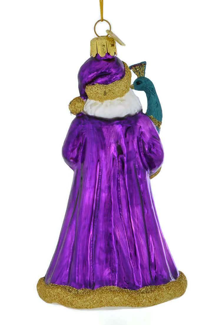 Noble Gems Santa with Peacock Glass Christmas Tree Ornament NB1488