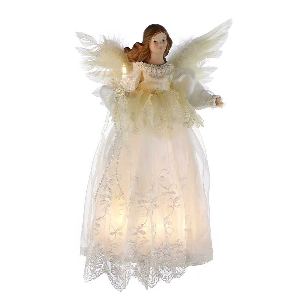 Kurt Adler Indoor 10-Light 14.5-Inch Ivory Angel Treetop